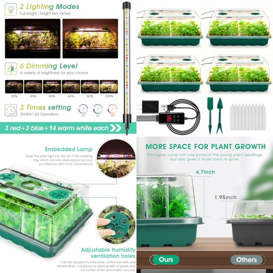 ถาดเพาะเมล็ดพร้อมไฟปลูก, ชุดเพ - Humidity Dome Kit บทวิจารณ์และราคา